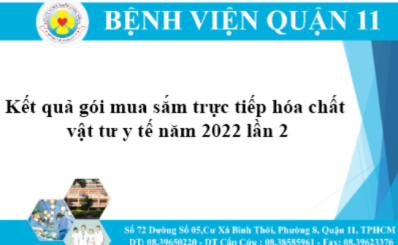 Kết quả gói mua sắm trực tiếp hóa chất  vật tư y tế năm 2022 lần 2